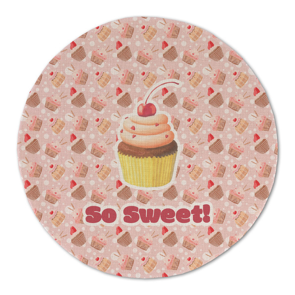 Custom Sweet Cupcakes Round Linen Placemat - Single Sided (Personalized)