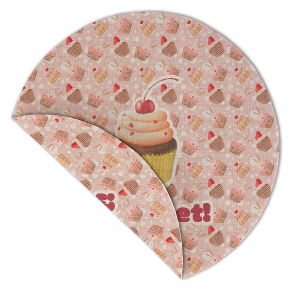 Sweet Cupcakes Round Linen Placemats - Front (folded corner double sided)