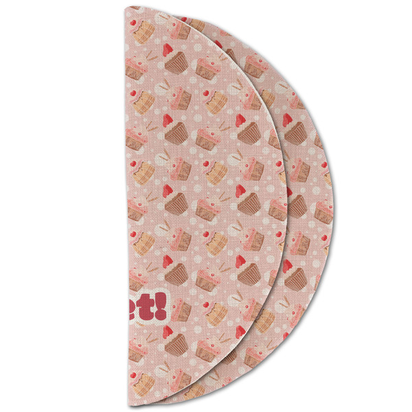 Sweet Cupcakes Round Linen Placemats - HALF FOLDED (double sided)