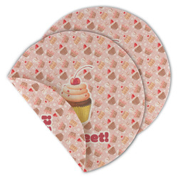 Sweet Cupcakes Round Linen Placemat - Double Sided - Set of 4 (Personalized)