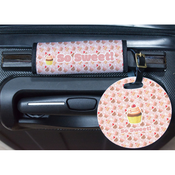 Sweet Cupcakes Round Luggage Tag & Handle Wrap - In Context