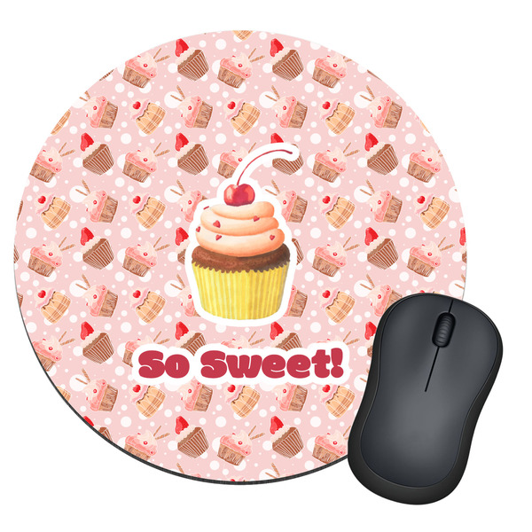 Custom Sweet Cupcakes Round Mouse Pad (Personalized)