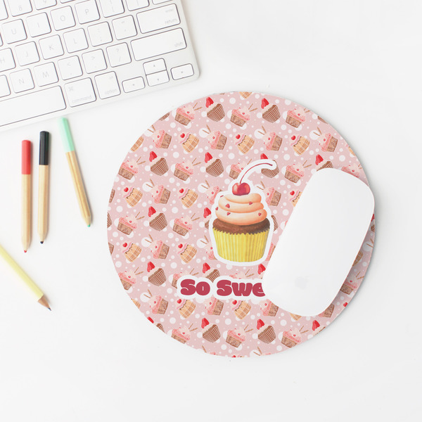 Sweet Cupcakes Round Mousepad - LIFESTYLE 2