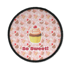 Sweet Cupcakes Iron On Round Patch w/ Name or Text