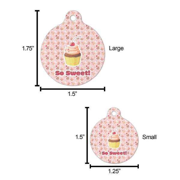 Sweet Cupcakes Round Pet ID Tag - Large - Comparison Scale