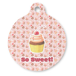 Sweet Cupcakes Round Pet ID Tag - Large (Personalized)