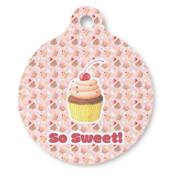 Custom Sweet Cupcakes Round Pet ID Tag - Large (Personalized)