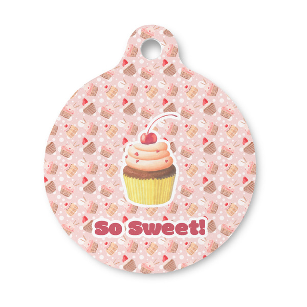 Custom Sweet Cupcakes Round Pet ID Tag - Small (Personalized)
