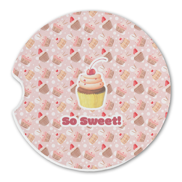 Custom Sweet Cupcakes Sandstone Car Coaster - Single (Personalized)