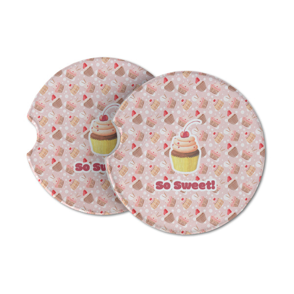 Custom Sweet Cupcakes Sandstone Car Coasters - Set of 2 (Personalized)