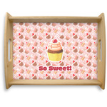 Sweet Cupcakes Natural Wooden Tray - Large w/ Name or Text
