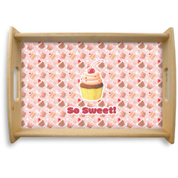Sweet Cupcakes Natural Wooden Tray - Small w/ Name or Text