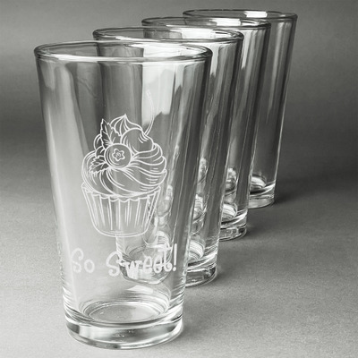 Sweet Cupcakes Pint Glasses - Engraved (Set of 4) (Personalized)