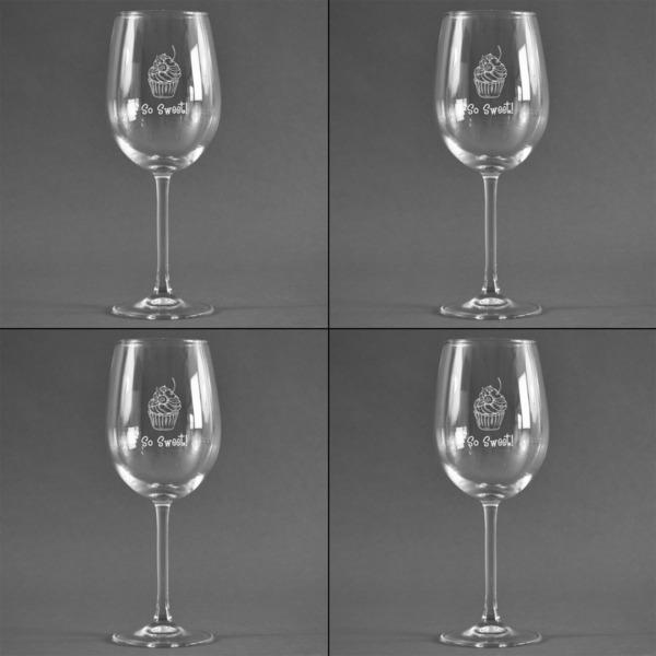 Sweet Cupcakes Set of Four Personalized Wineglasses (Approval)