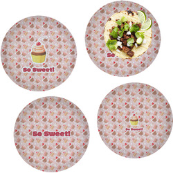 Sweet Cupcakes Set of 4 Glass Lunch / Dinner Plate 10" (Personalized)