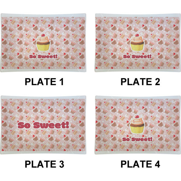 Sweet Cupcakes Set of Rectangular Appetizer / Dessert Plates (Approval)
