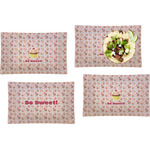 Sweet Cupcakes Set of 4 Glass Rectangular Lunch / Dinner Plate w/ Name or Text