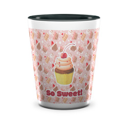 Sweet Cupcakes Ceramic Shot Glass - 1.5 oz - Two Tone - Single (Personalized)