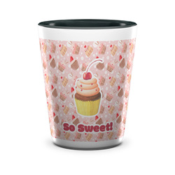 Sweet Cupcakes Ceramic Shot Glass - 1.5 oz - Two Tone - Set of 4 (Personalized)