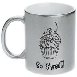 Sweet Cupcakes Metallic Silver Mug (Personalized)