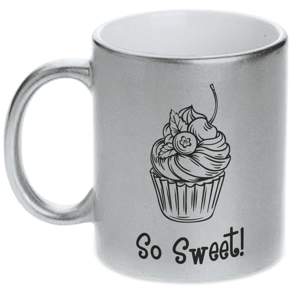 Custom Sweet Cupcakes Metallic Silver Mug (Personalized)