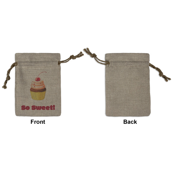 Sweet Cupcakes Small Burlap Gift Bag - Front Approval