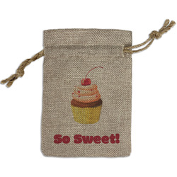 Sweet Cupcakes Small Burlap Gift Bag - Front (Personalized)