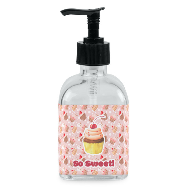 Custom Sweet Cupcakes Glass Soap & Lotion Bottle - Single Bottle (Personalized)