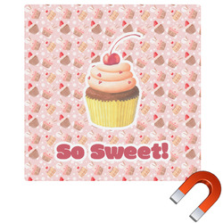 Sweet Cupcakes Square Car Magnet - 6" w/ Name or Text