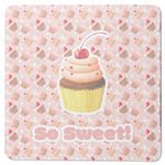 Sweet Cupcakes Square Rubber Backed Coaster w/ Name or Text