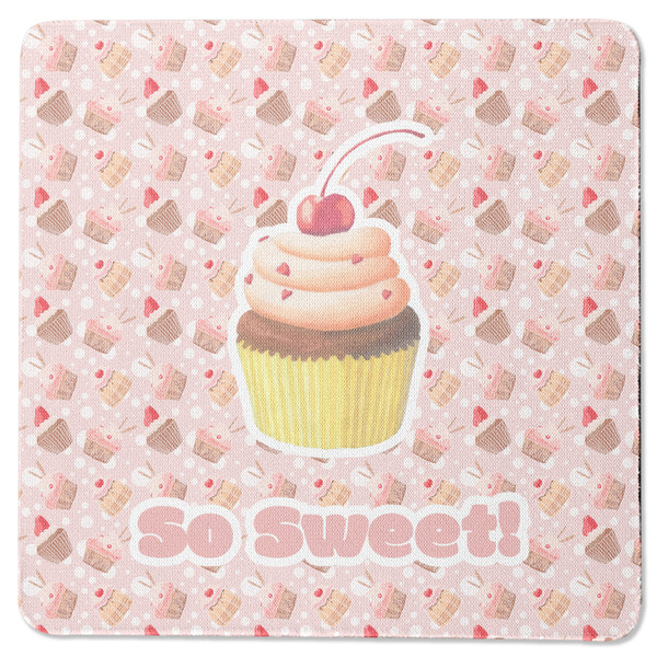 Custom Sweet Cupcakes Square Rubber Backed Coaster w/ Name or Text
