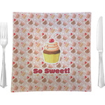 Sweet Cupcakes Glass Square Lunch / Dinner Plate 9.5" w/ Name or Text