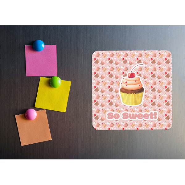 Sweet Cupcakes Square Fridge Magnet - LIFESTYLE