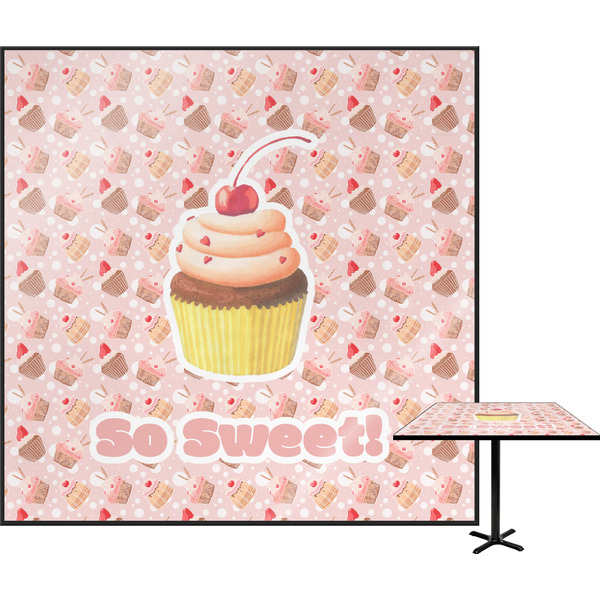 Custom Sweet Cupcakes Square Table Top - 24" w/ Name or Text