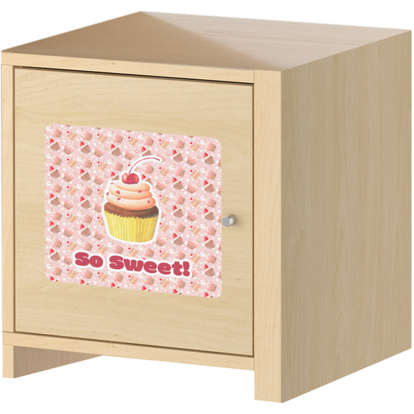 Sweet Cupcakes Square Wall Decal on Wooden Cabinet