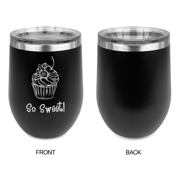Sweet Cupcakes Stainless Wine Tumblers - Black - Single Sided - Approval