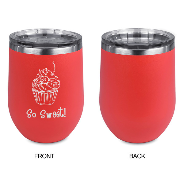 Sweet Cupcakes Stainless Wine Tumblers - Coral - Single Sided - Approval