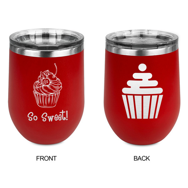 Sweet Cupcakes Stainless Wine Tumblers - Red - Double Sided - Approval