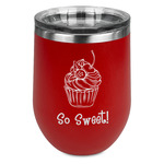 Sweet Cupcakes Stemless Stainless Steel Wine Tumbler - Red - Single Sided (Personalized)
