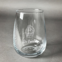 Sweet Cupcakes Stemless Wine Glass - Engraved (Personalized)