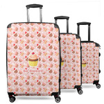 Sweet Cupcakes 3 Piece Luggage Set - 20" Carry On, 24" Medium Checked, 28" Large Checked (Personalized)