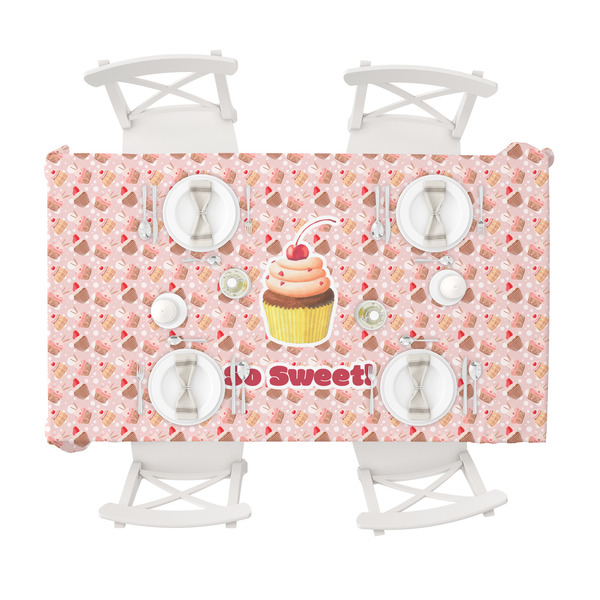 Sweet Cupcakes Tablecloths (58"x102") - TOP VIEW (with plates)