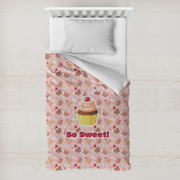 Custom Sweet Cupcakes Toddler Duvet Cover w/ Name or Text