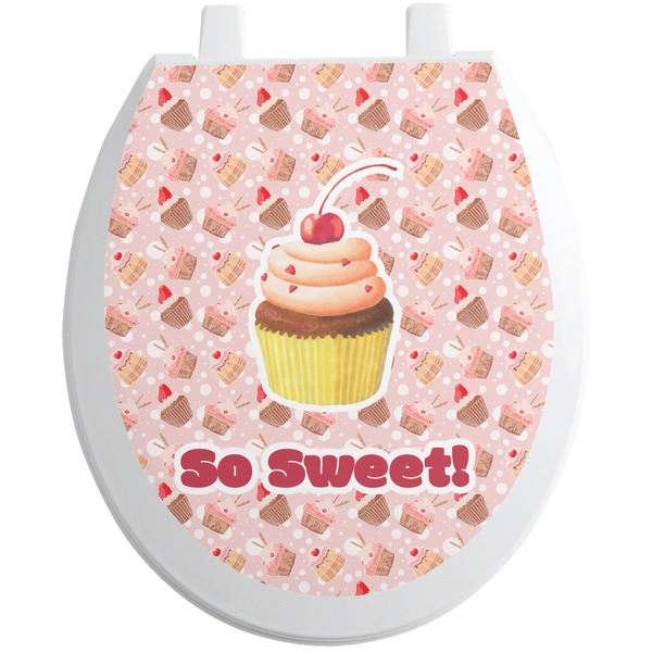 Custom Sweet Cupcakes Toilet Seat Decal (Personalized)
