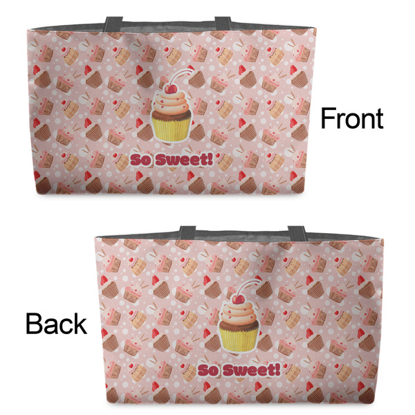 Sweet Cupcakes Tote w/Black Handles - Front & Back Views