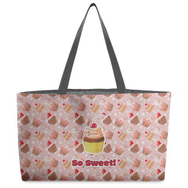 Custom Sweet Cupcakes Beach Totes Bag - w/ Black Handles (Personalized)