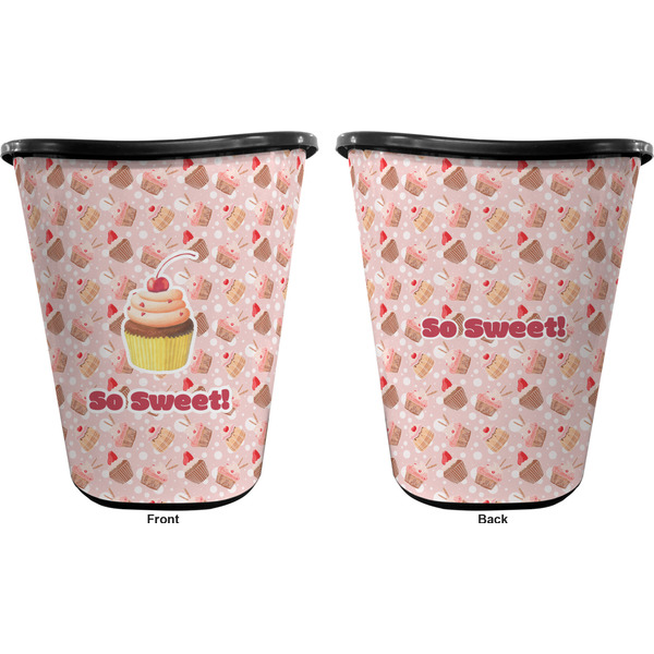 Sweet Cupcakes Trash Can Black - Front and Back - Apvl