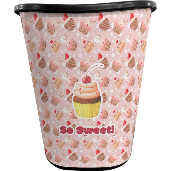 Custom Sweet Cupcakes Waste Basket - Single Sided (Black) w/ Name or Text