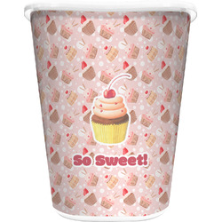 Sweet Cupcakes Waste Basket - Single Sided (White) w/ Name or Text