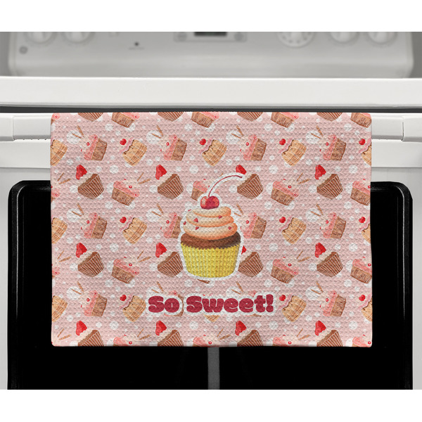 Sweet Cupcakes Waffle Weave Towel - Full Color Print - Lifestyle2 Image
